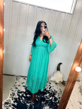 Load image into Gallery viewer, Victorian Lace Maxi Dress Turquoise
