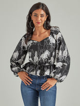 Load image into Gallery viewer, WOMEN'S WRANGLER RETRO® STAMPEDE PEPLUM BLOUSE