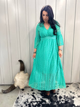 Load image into Gallery viewer, Victorian Lace Maxi Dress Turquoise