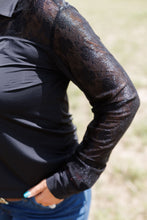Load image into Gallery viewer, Black Lace Pullover Button-Up with Medium Stretch