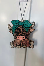 Load image into Gallery viewer, Cow with Bow Car Freshie
