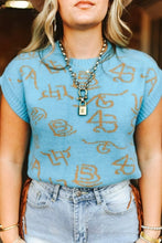 Load image into Gallery viewer, Jade Camel Cattle Brand Knit Sleeveless Sweater Top