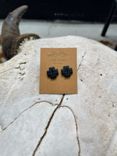 Load image into Gallery viewer, Black Textured Clay Stud Earrings
