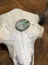 Load image into Gallery viewer, Rope Edge Turquoise Chateau Leather Belt Buckle
