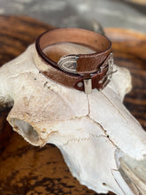 Load image into Gallery viewer, Brown & White Cowhide Leather Belt