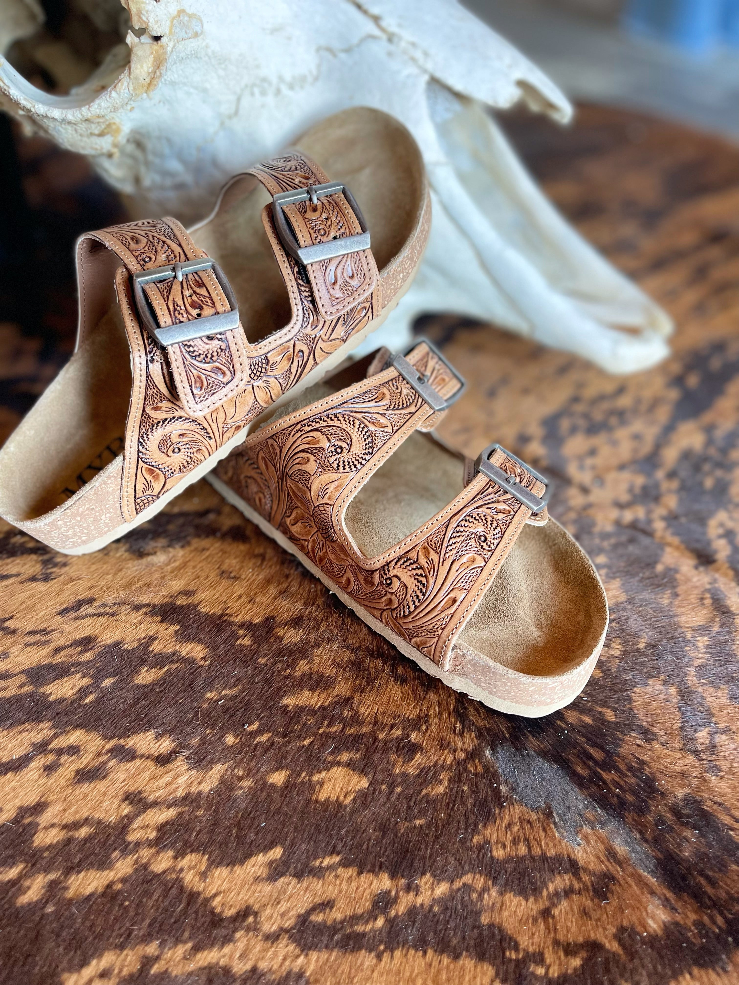 Tooled best sale leather sandals