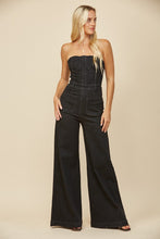 Load image into Gallery viewer, Off Shoulder Wide Leg Denim Jumpsuit
