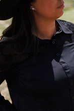 Load image into Gallery viewer, Black Lace Pullover Button-Up with Medium Stretch
