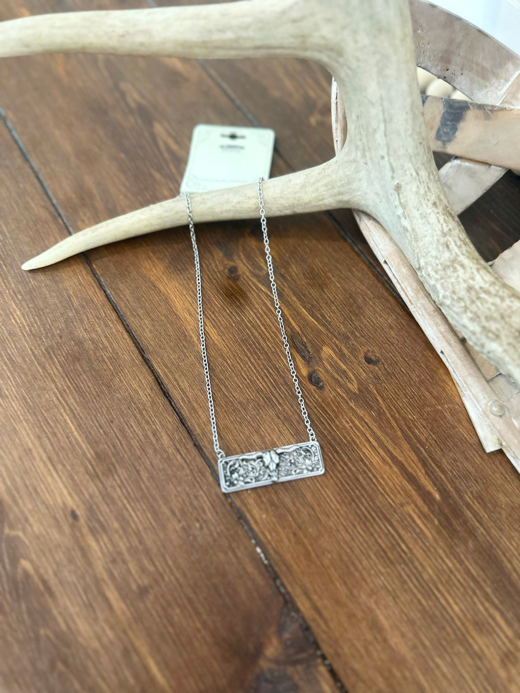 Steer Skull Bar Western Necklace