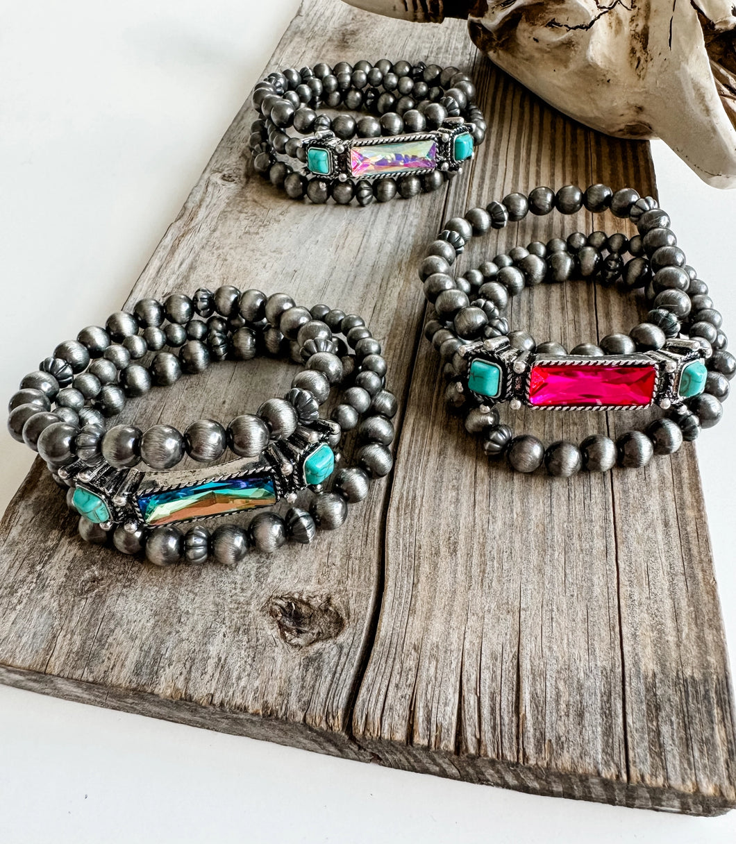 Western Style Beaded Bracelet Set (2 Colours)