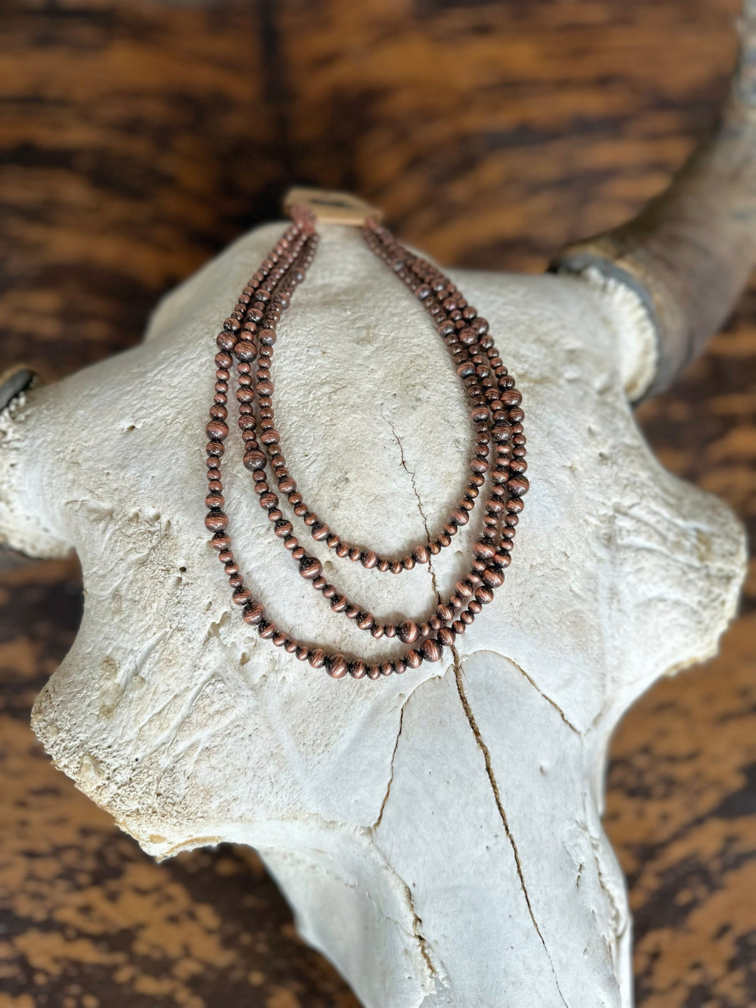 Copper Navajo Pearl 3-strand Necklace