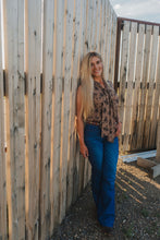Load image into Gallery viewer, Bucking Horses Print Tie Front Woven Top
