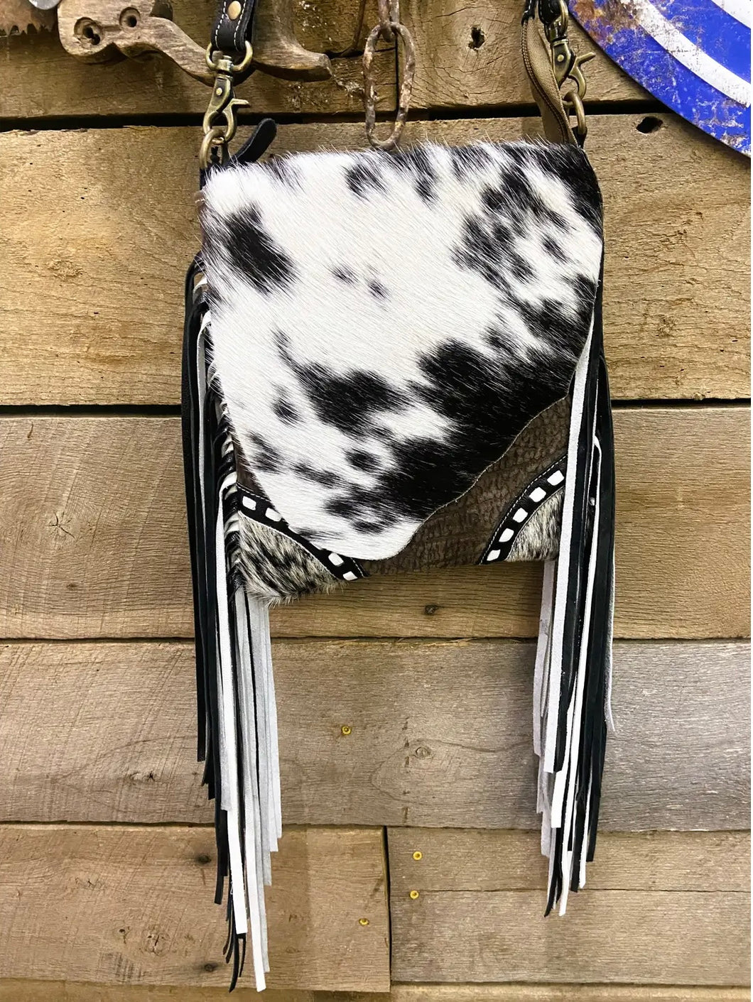 Cowhide Fringe Western Bag Purse Crossbody