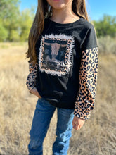 Load image into Gallery viewer, Girls Bull Skull Black Graphic Printed Long Sleeve
