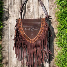 Load image into Gallery viewer, Fringe Suede Leather Bootstitch Crossbody
