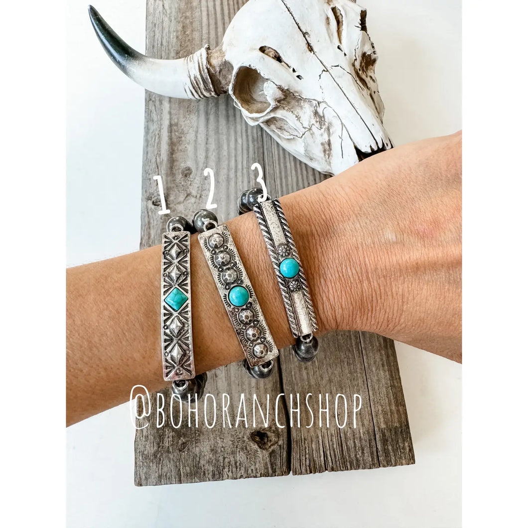 Aztec Boho Western Concho Stretch Bracelet