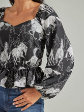 Load image into Gallery viewer, WOMEN&#39;S WRANGLER RETRO® STAMPEDE PEPLUM BLOUSE
