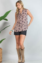 Load image into Gallery viewer, Bucking Horses Print Tie Front Woven Top
