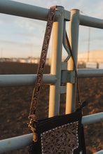 Load image into Gallery viewer, Black Fringe Cowhide Tooled Leather Crossbody
