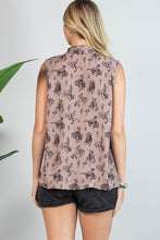 Load image into Gallery viewer, Bucking Horses Print Tie Front Woven Top
