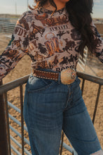 Load image into Gallery viewer, Western Rodeo Semi Sheer Mesh Top

