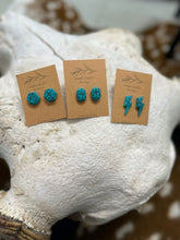 Load image into Gallery viewer, Boho Western Blue Aztec Silkscreen Stud Earrings
