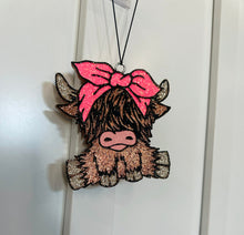 Load image into Gallery viewer, Cow with Bow Car Freshie
