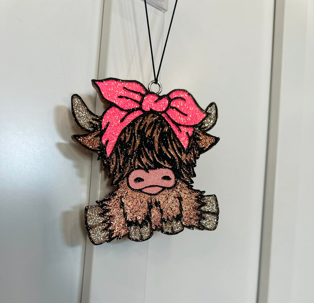 Cow with Bow Car Freshie