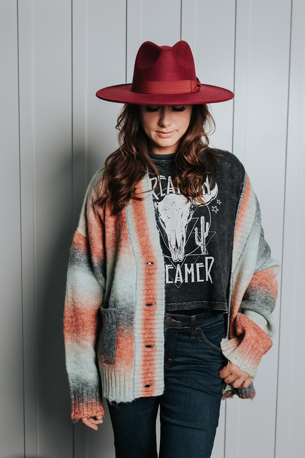 Women's Wrangler Watercolor Boxy Cardigan Sweater In Ombre Multi