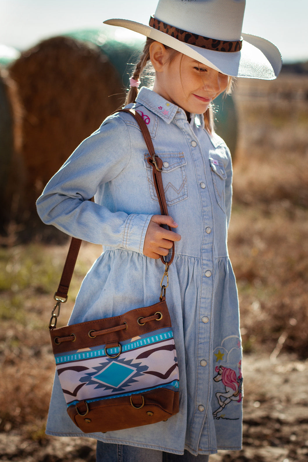 Soft Faux Leather Crossbody Bag with Aztec Print