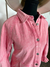 Load image into Gallery viewer, Hot Pink Button Down Washed Denim Shirt Dress
