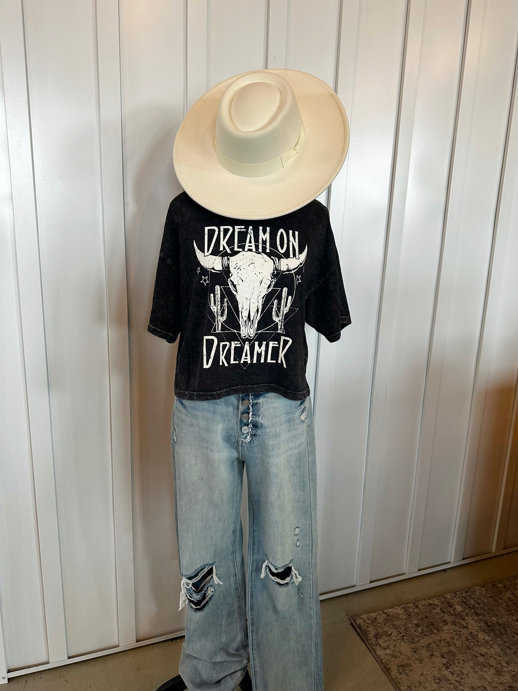 Dream On Dreamer Mineral Graphic Long Crop Top