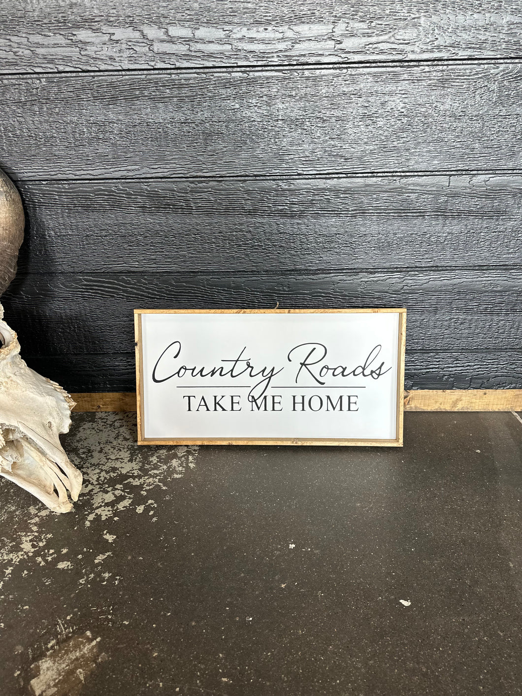 Country Roads Wood Sign 12X24