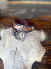 Load image into Gallery viewer, Checkered brown Hand-Tooled Leather Belt
