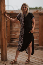 Load image into Gallery viewer, Black &amp; Leopard Short Sleeve Dress
