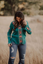 Load image into Gallery viewer, Savanna Jane Teal Embroidery Top
