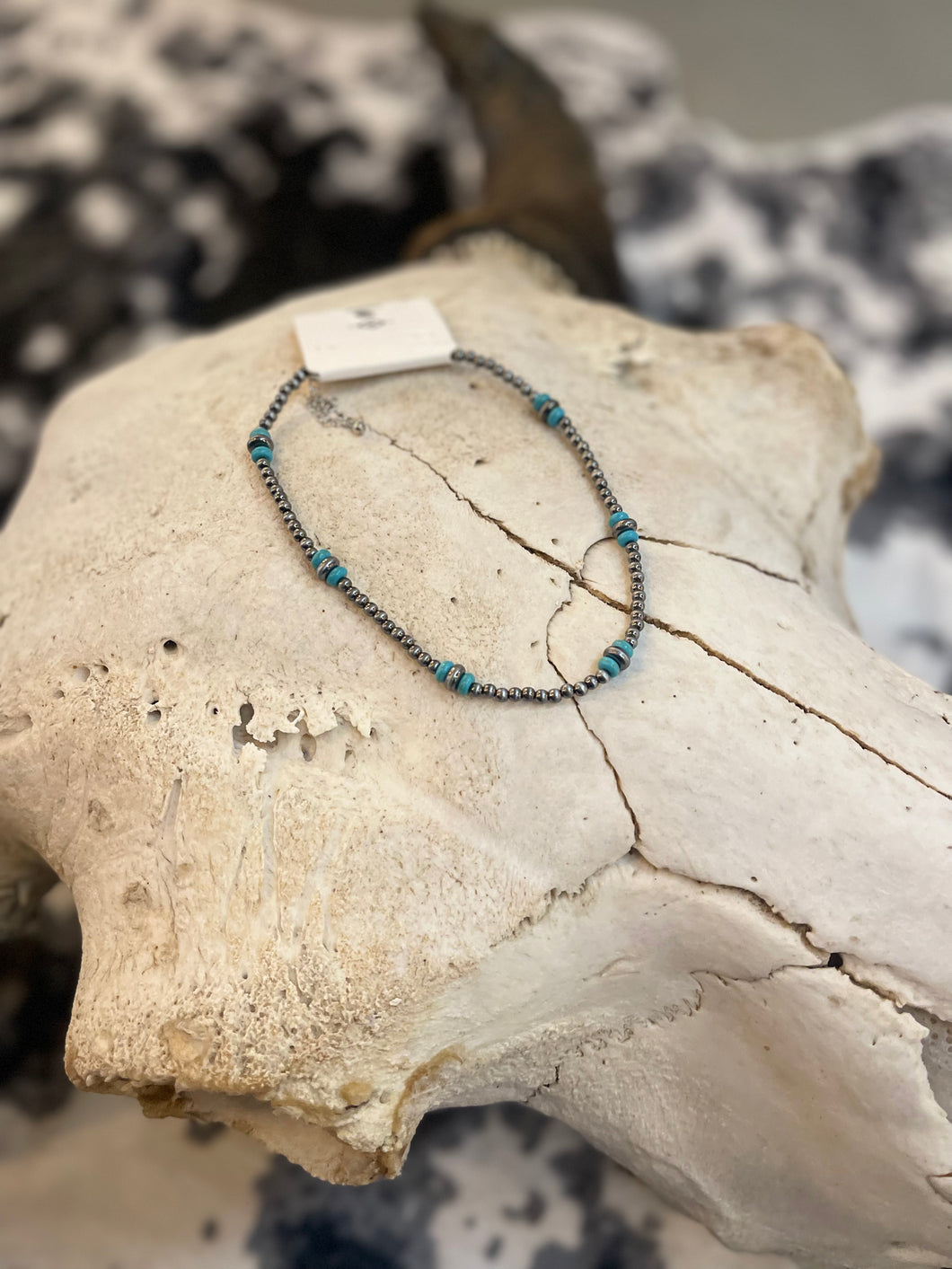 Navajo Style Pearl Turquoise Choker Necklace