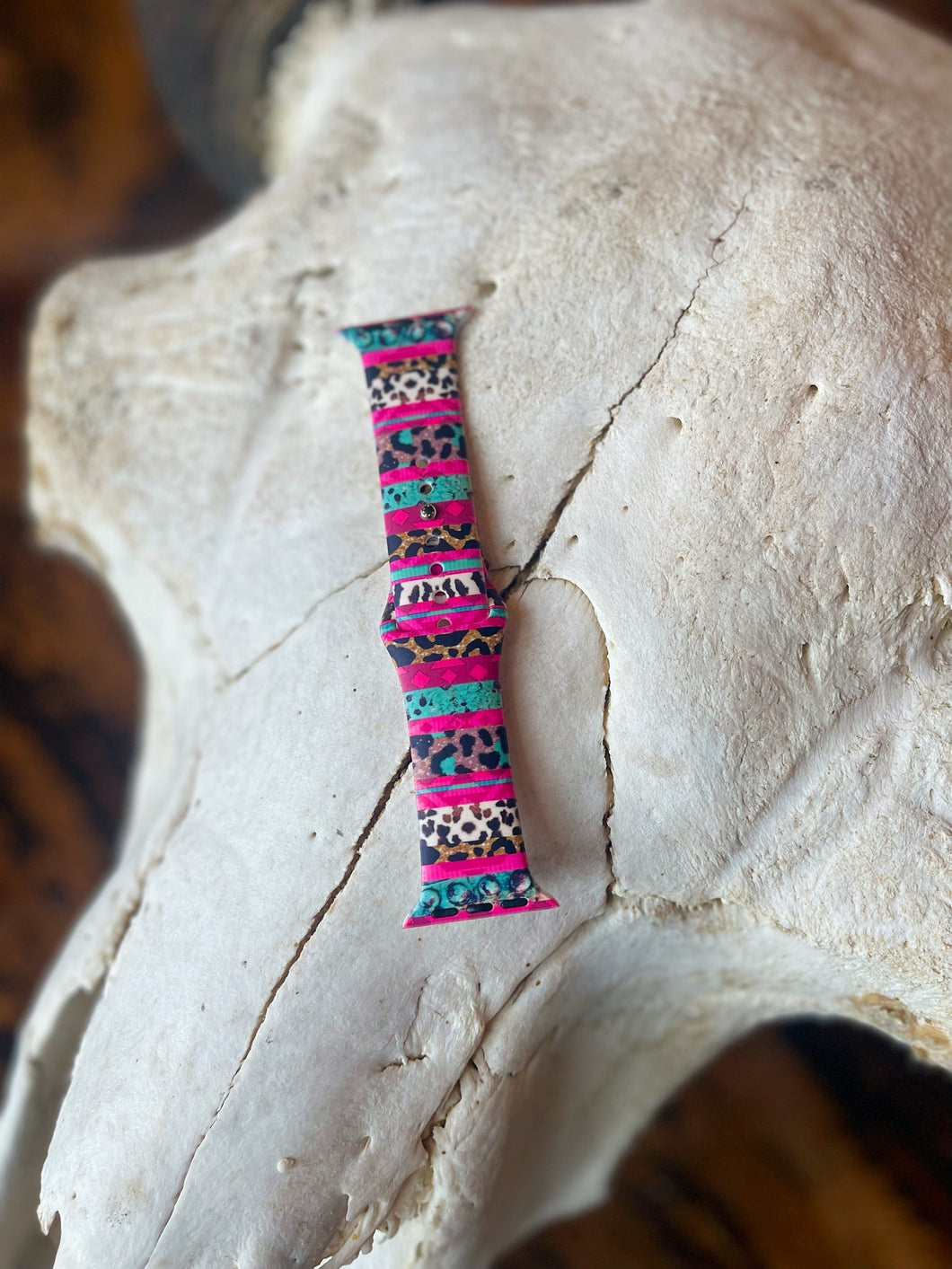 Pink Cow Turquoise Leopard Watch Band