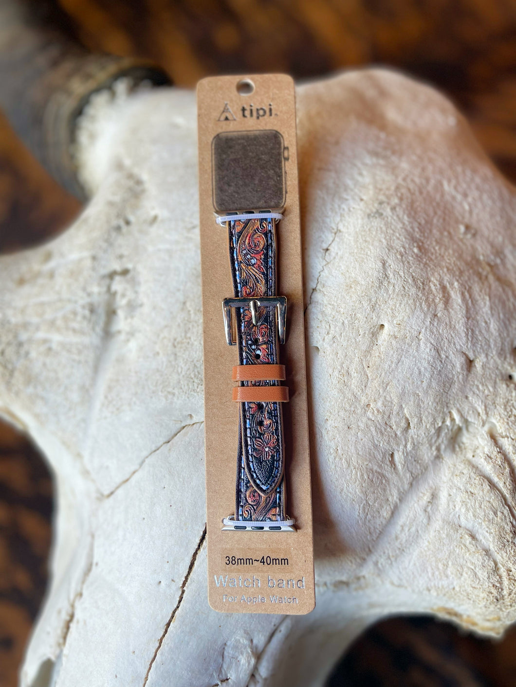 Tooled Paisley Leather Watch Band