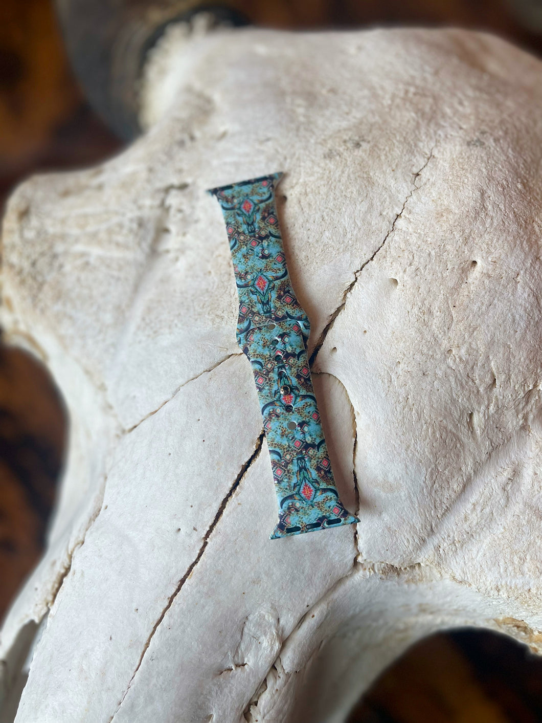 Turquoise Steer Collage Watch Band