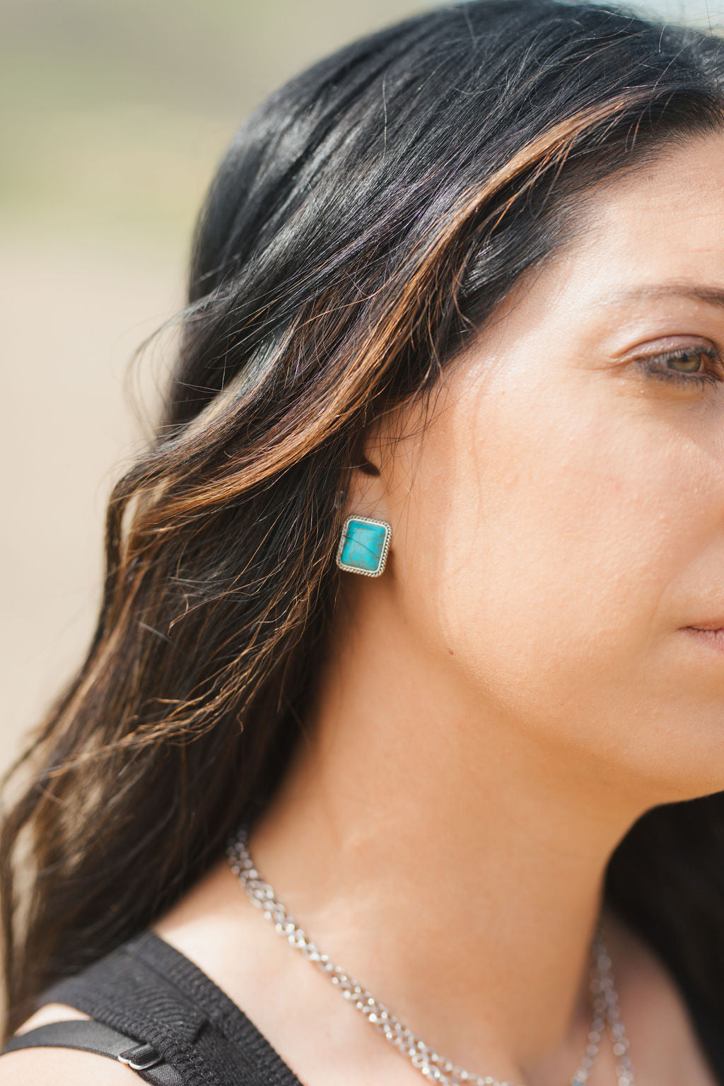 Square Faux Turquoise Studs