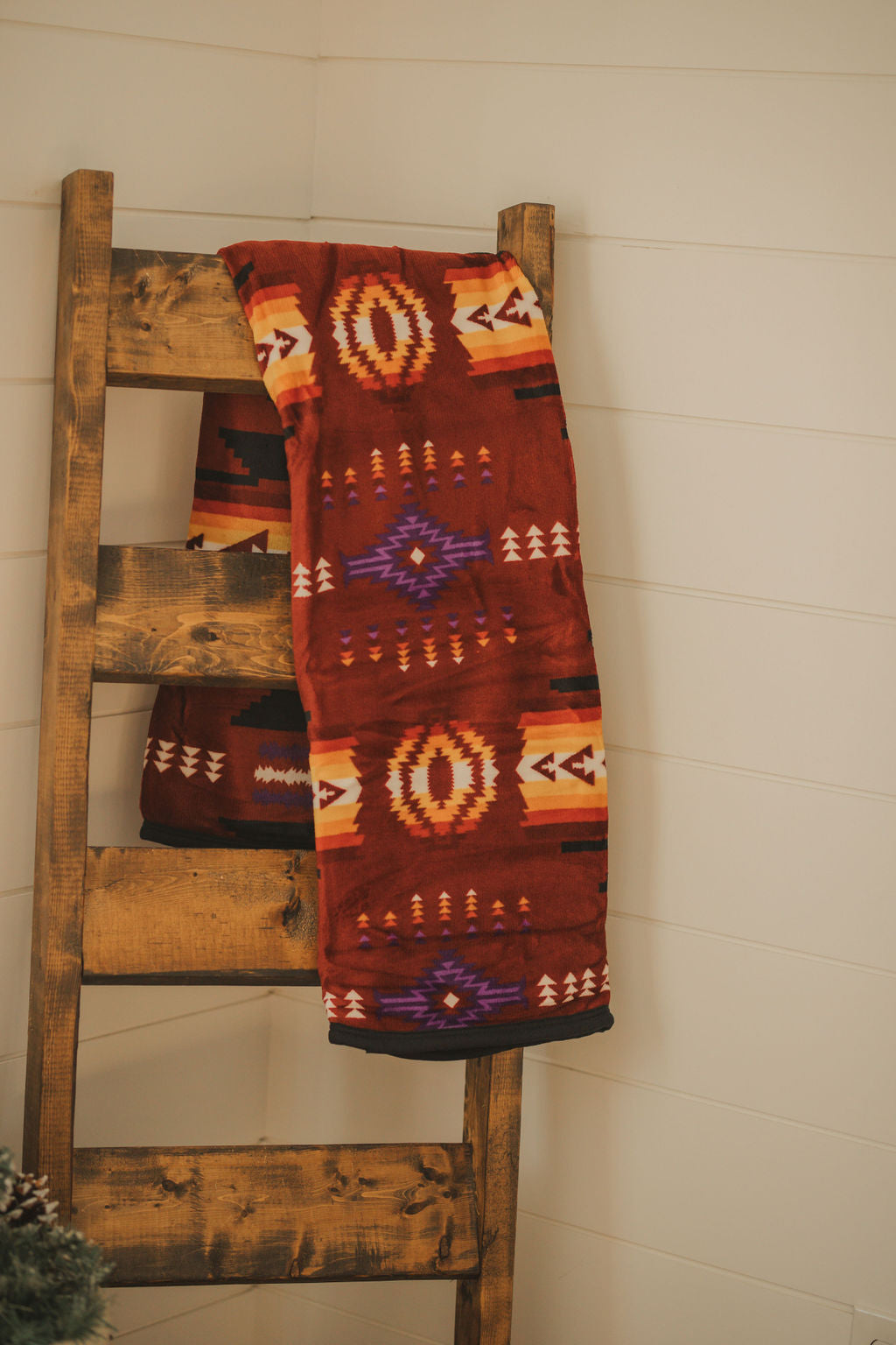 Southwestern Aztec Sherpa Borrego Fleece Throw Blanket