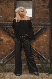 The "RaeLynn" Wide Leg Leather Pants