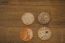 Load image into Gallery viewer, Circle Cowhide Coasters 4PC Set
